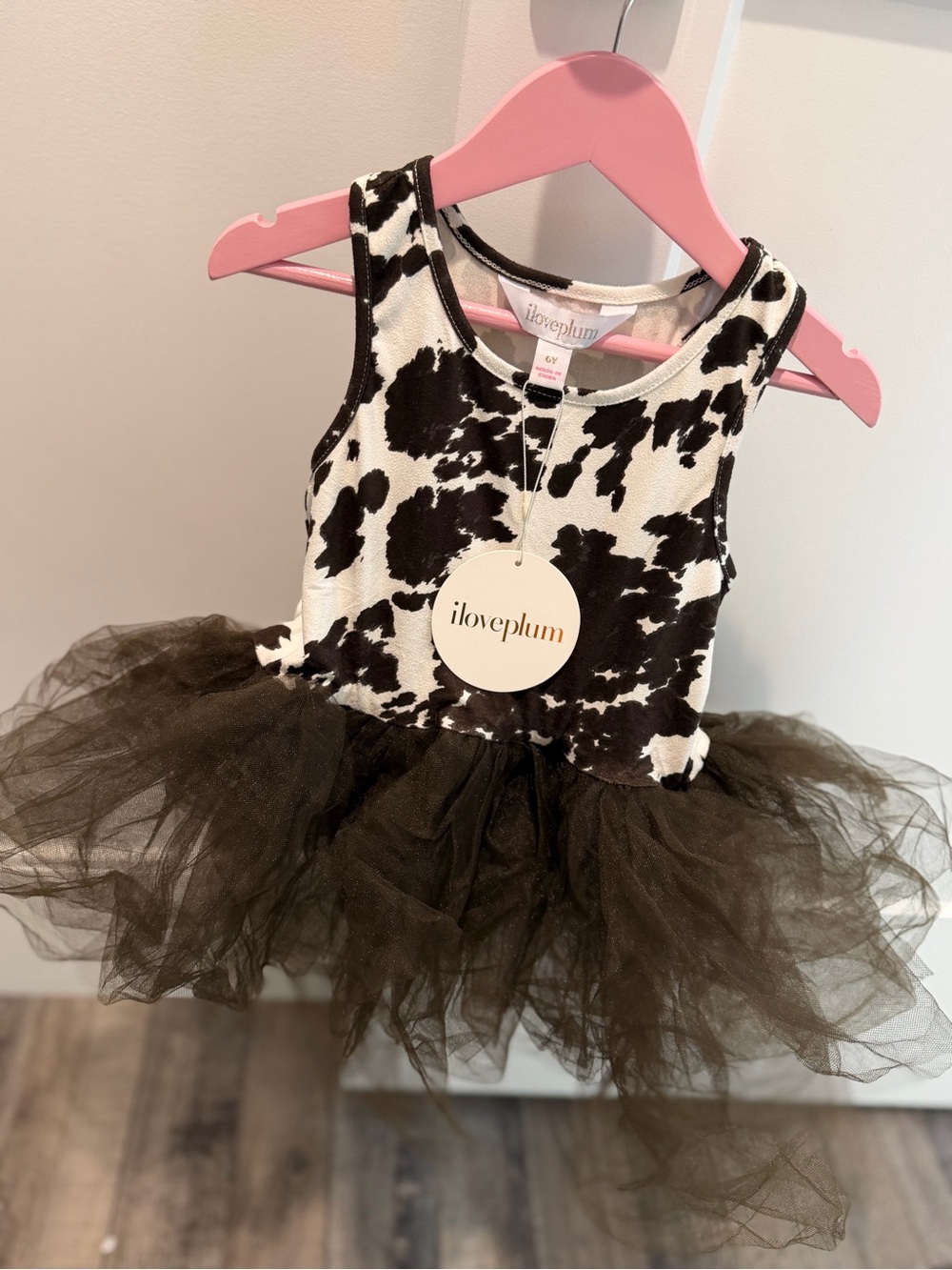 🐮 NWT iloveplum Cow Print Tulle Tutu Dress. Size 6T